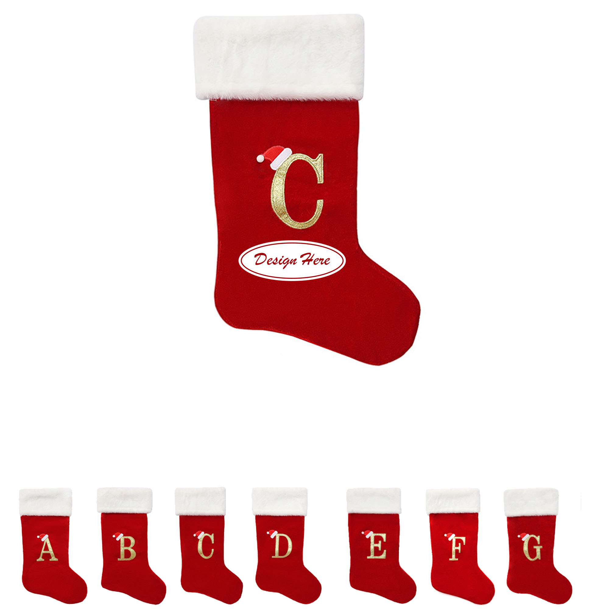 Monogram Christmas Stockings with Letters Soft Christmas Stockings Red 3