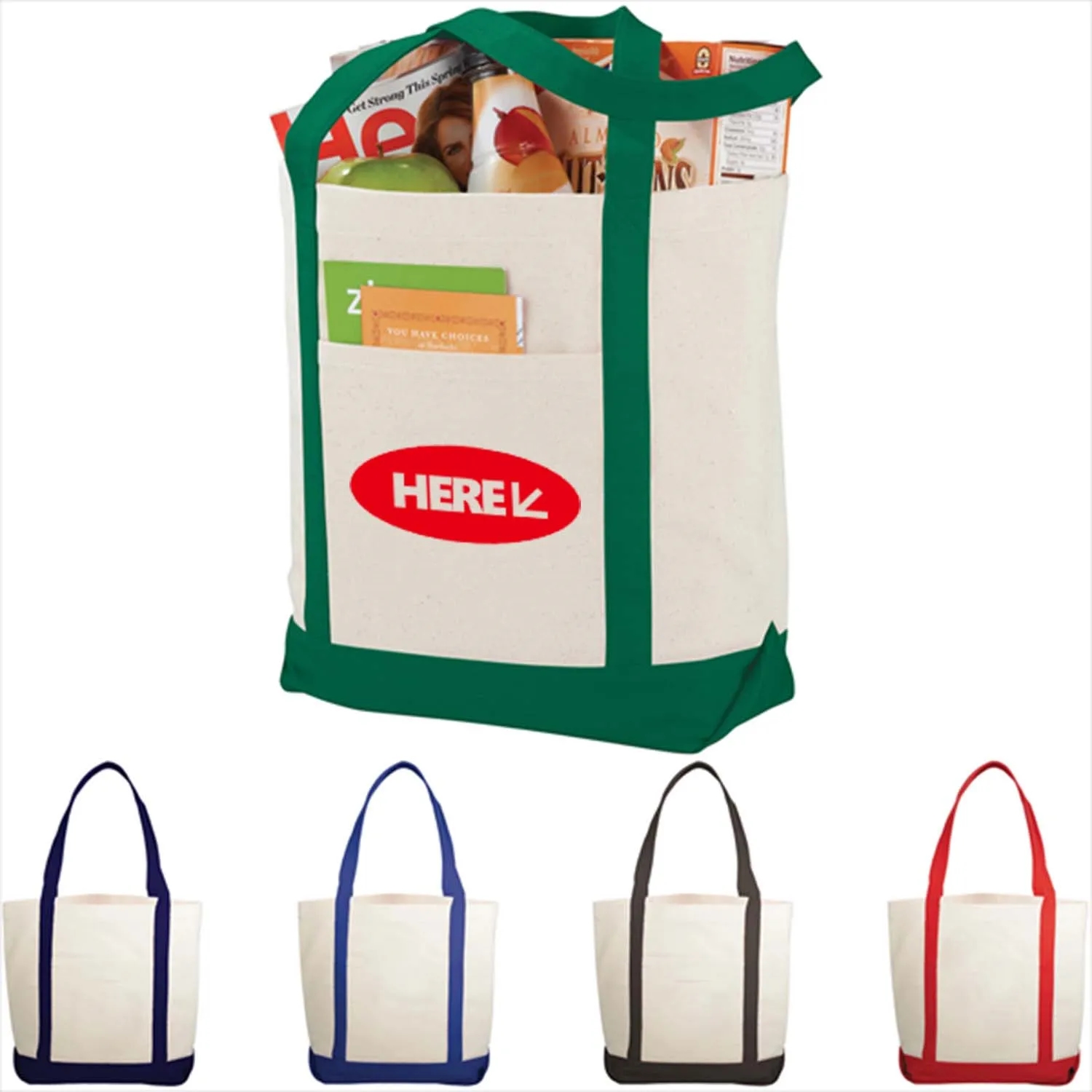 Cotton Canvas Boat Tote, custom tote bag with logo imprint 4