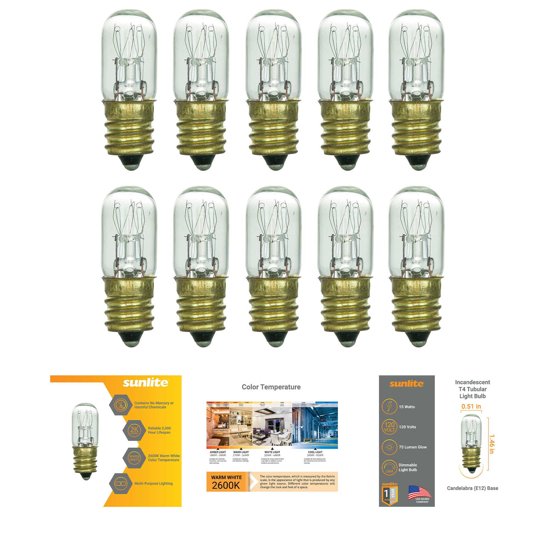 Incandescent T4 Tubular Light Bulb 2