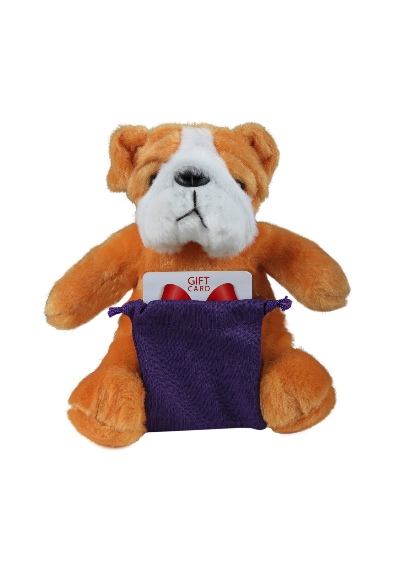 soft plush Bulldog with gift card sack