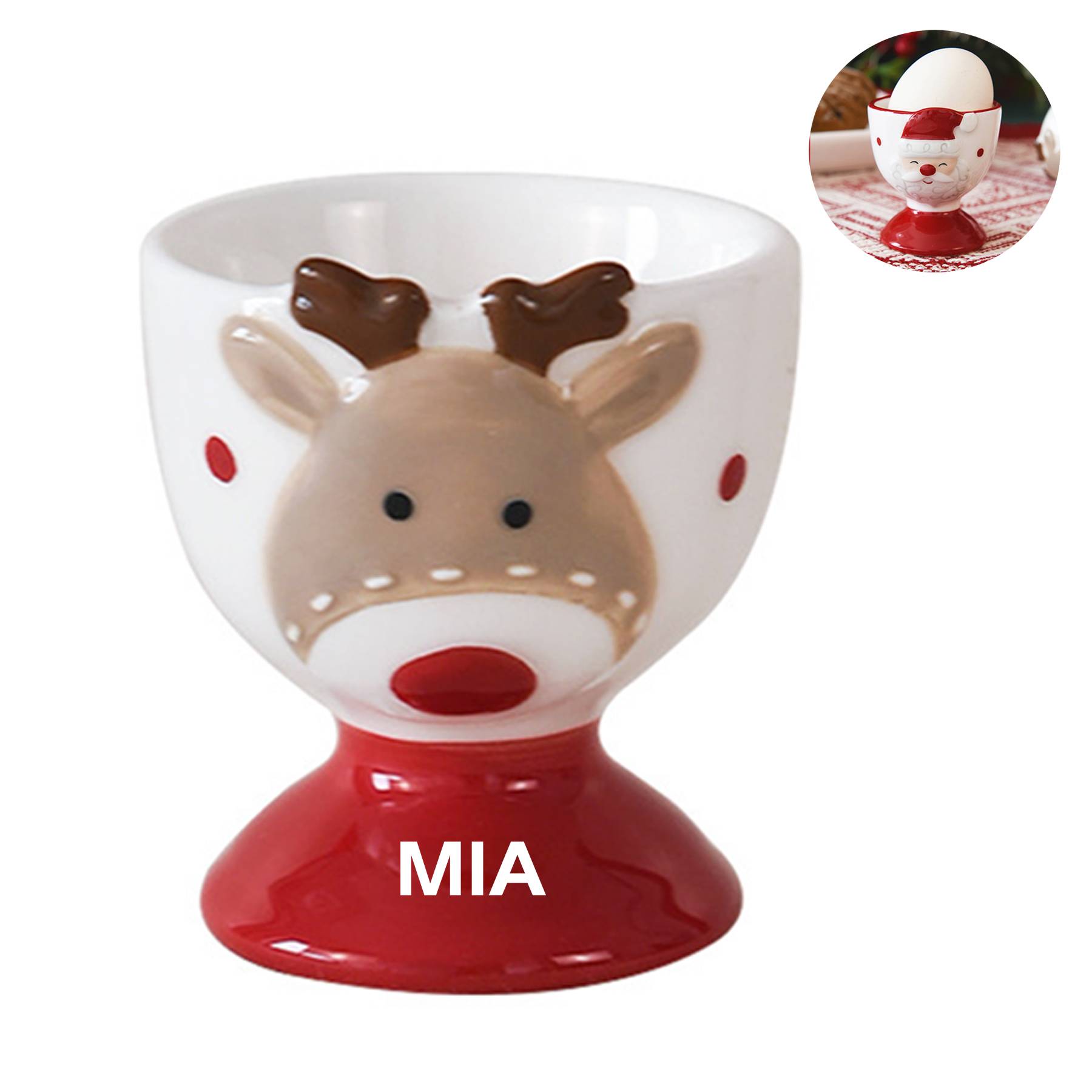 0.7oz Ceramic Santa Egg cup