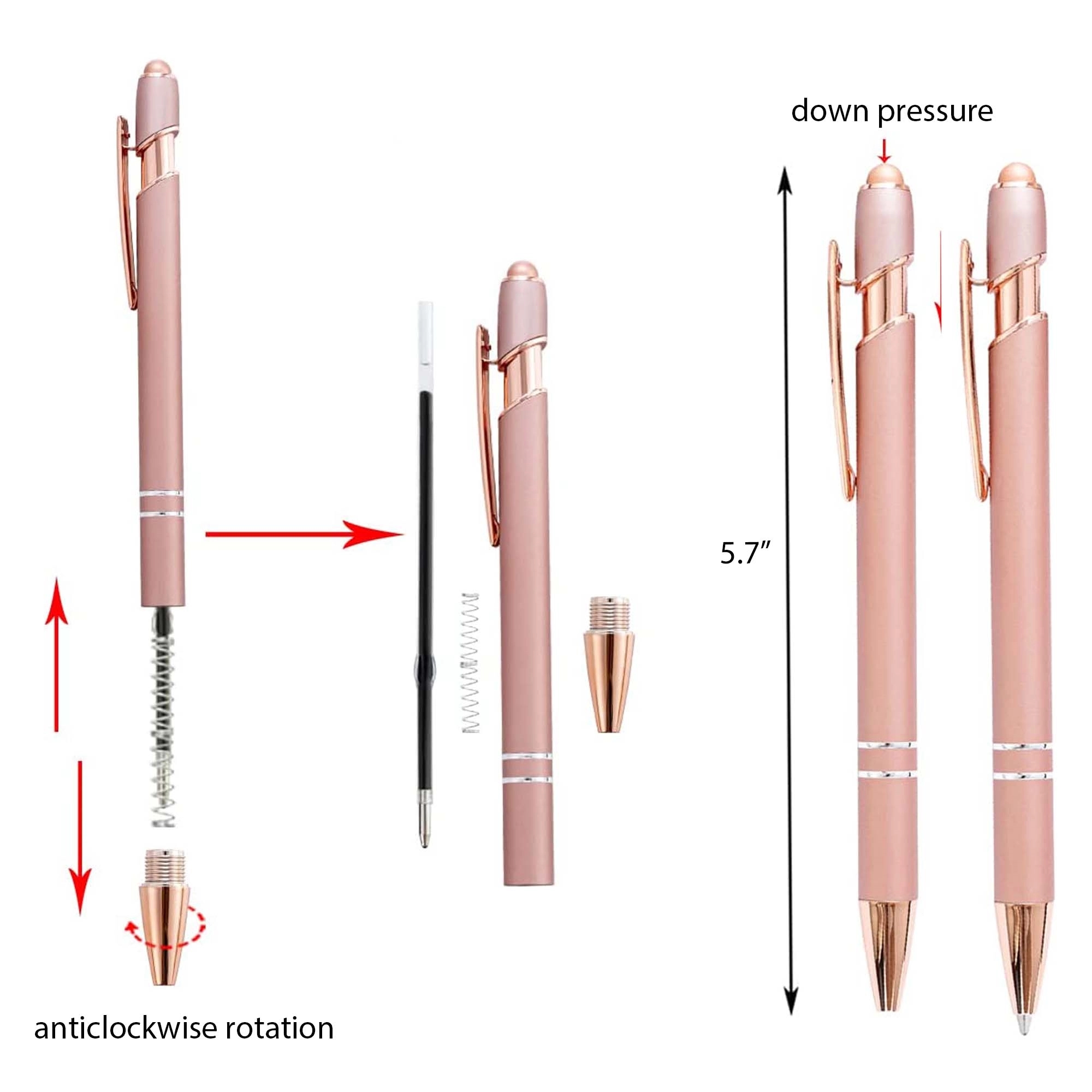 Rose Gold Ballpoint Pen with Stylus Tip 2
