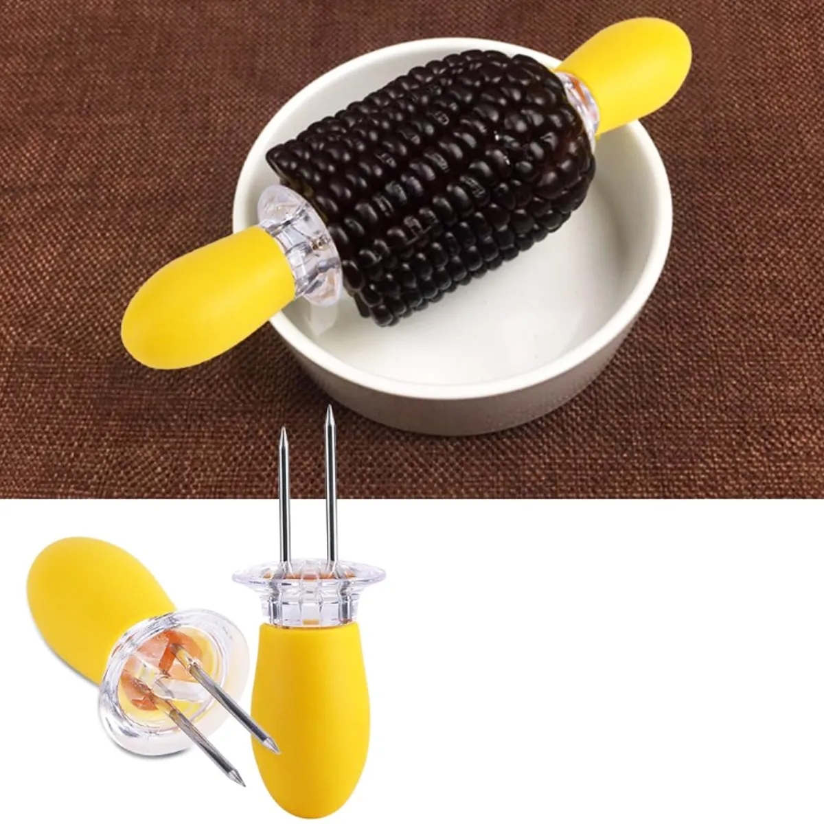 Reusable BBQ Picks Corn Cob Forks Holders Fruit Skewers 5