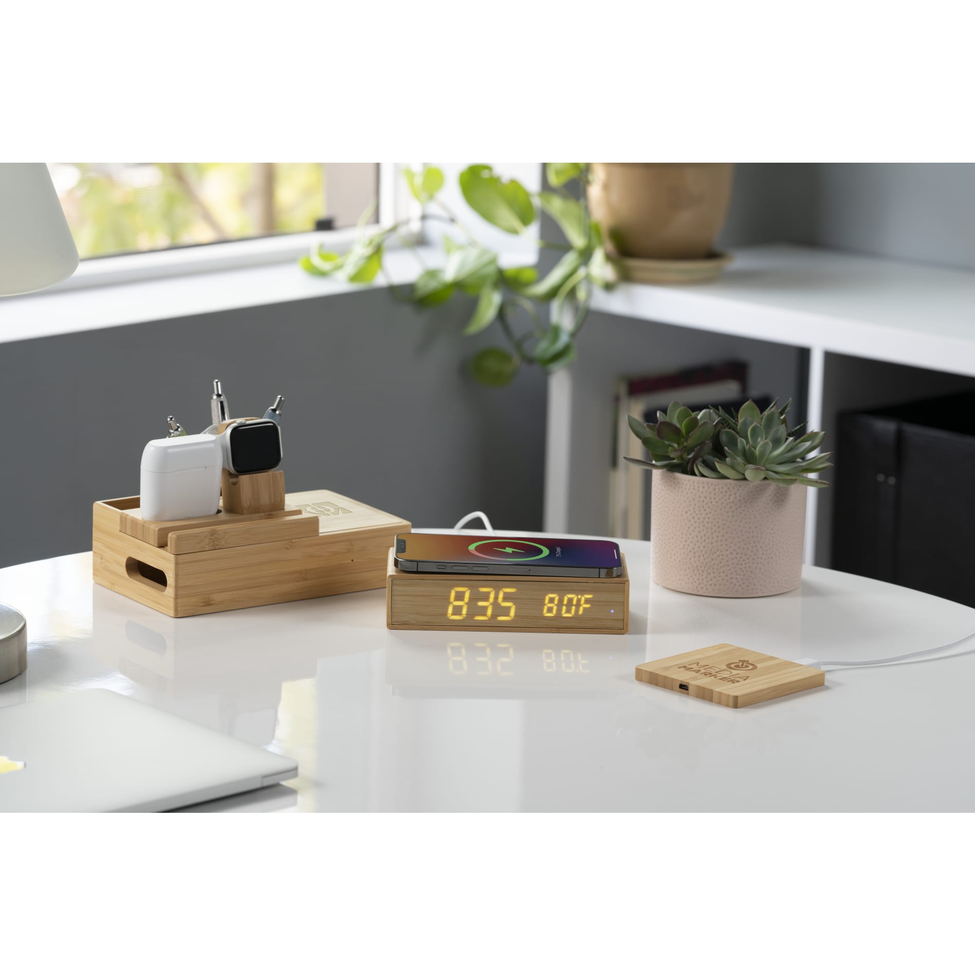 FSC® 100% Bamboo Wireless Charge Pad w/Dual Output 57