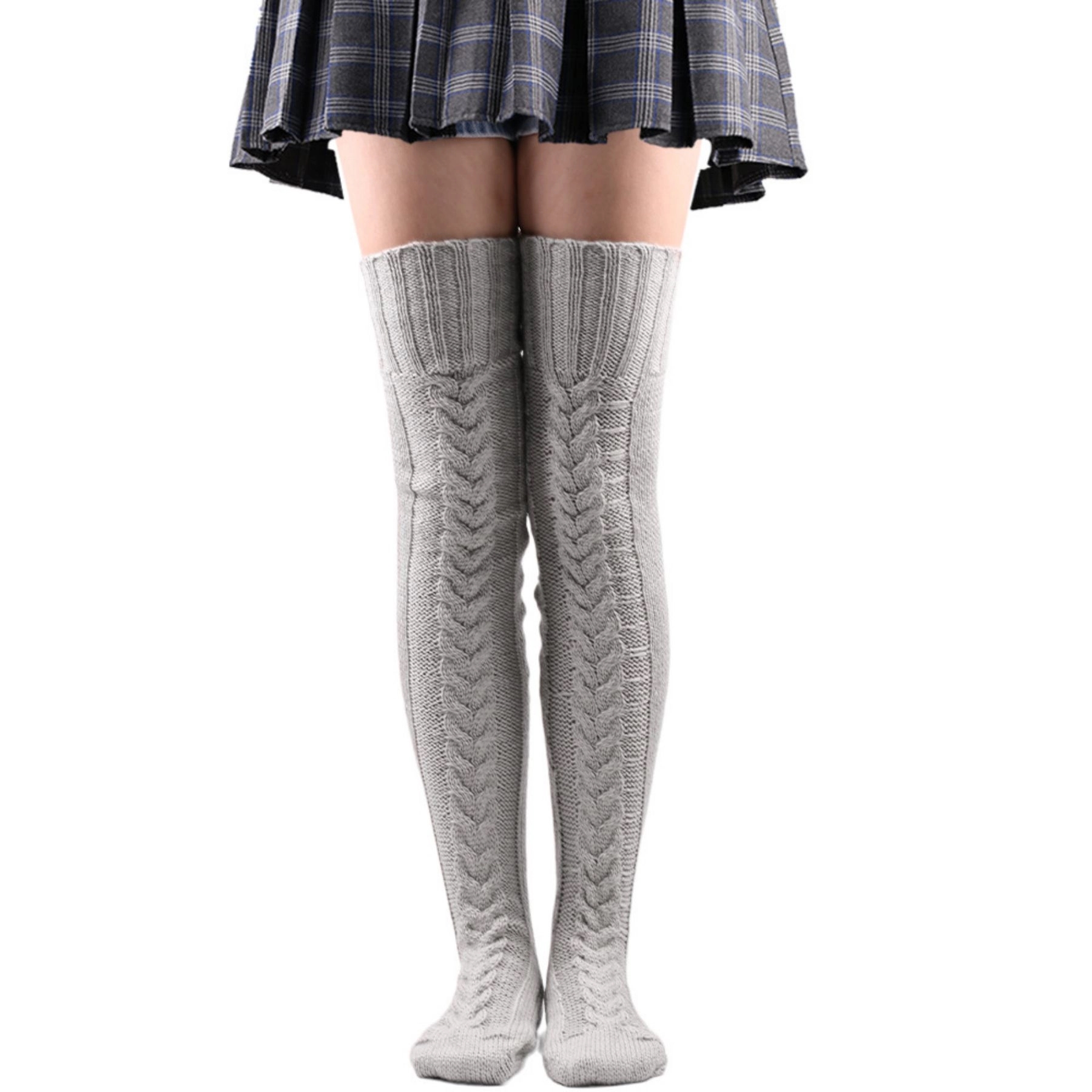 Women'S Cable Knitted Thigh High Boot Socks Extra Long 3