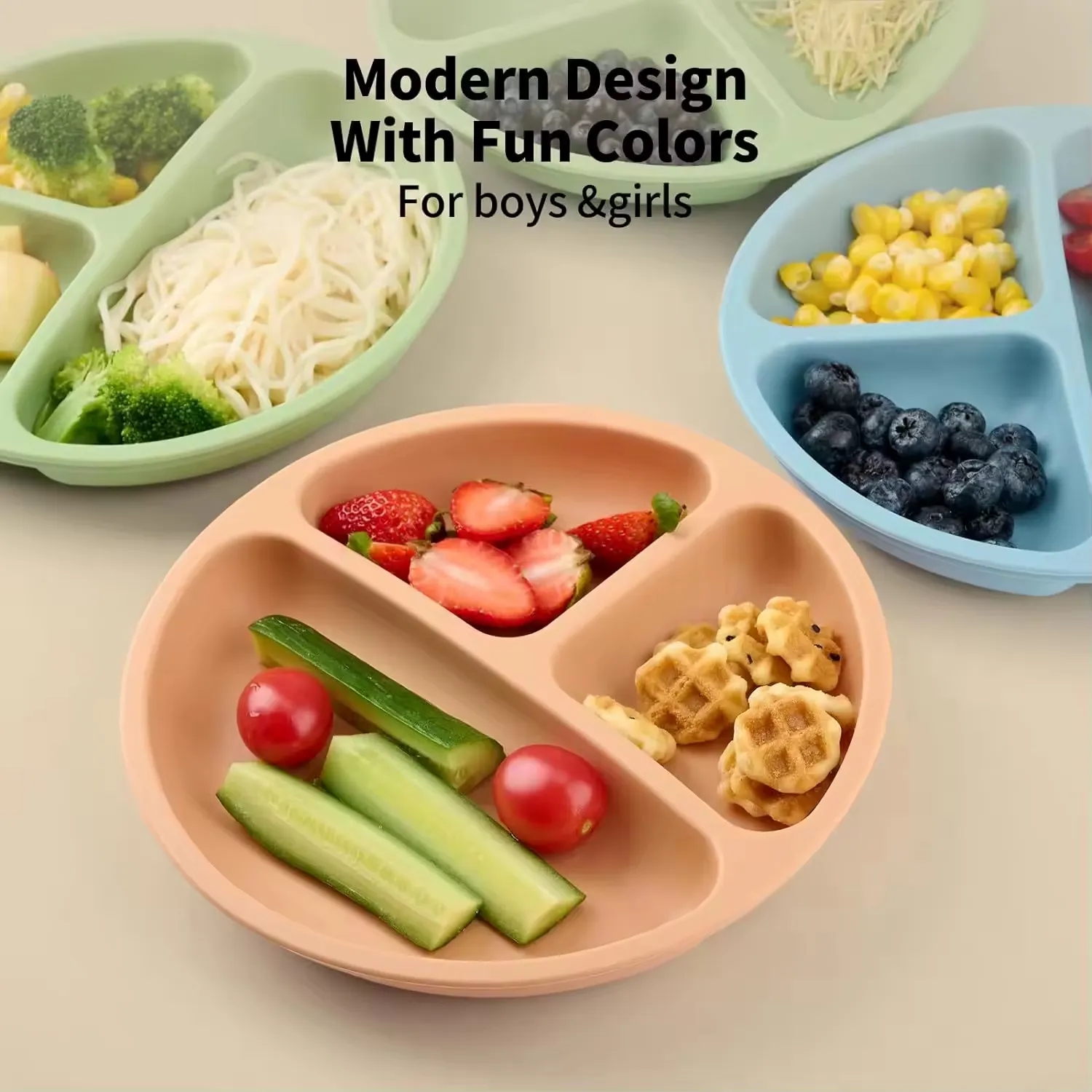 Round Silicone Suction Plate With Lid 7