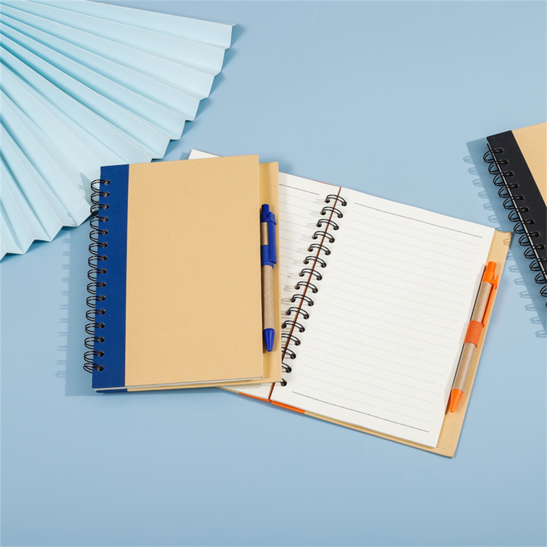 Kraft Paper Cover Spiral Notebook with Pen 4