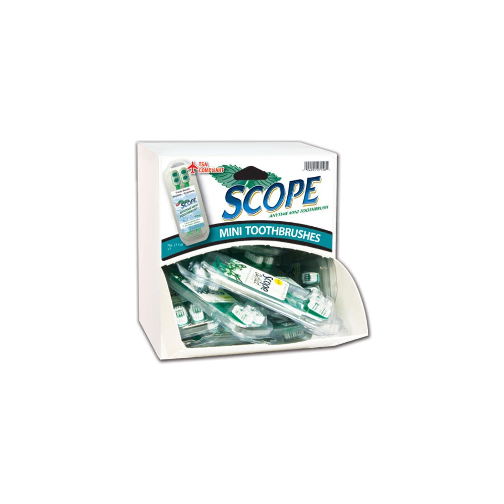 Scope Mini Toothbrushes in Dispensing Case - Mint 2 Pack 2