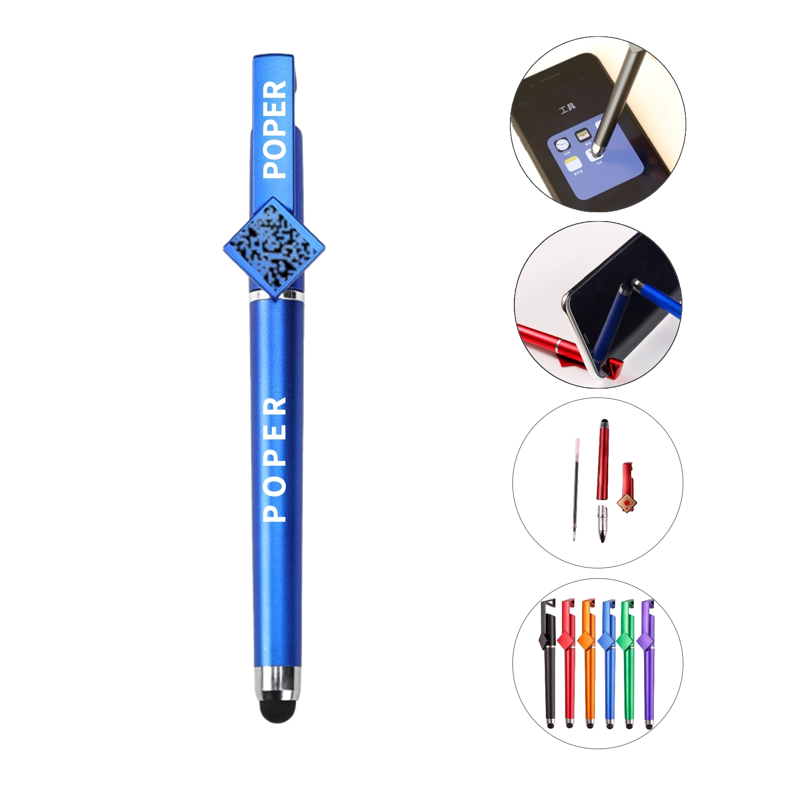 Qr Code Stylus Ballpoint Gel Pen With Phone Holder 2
