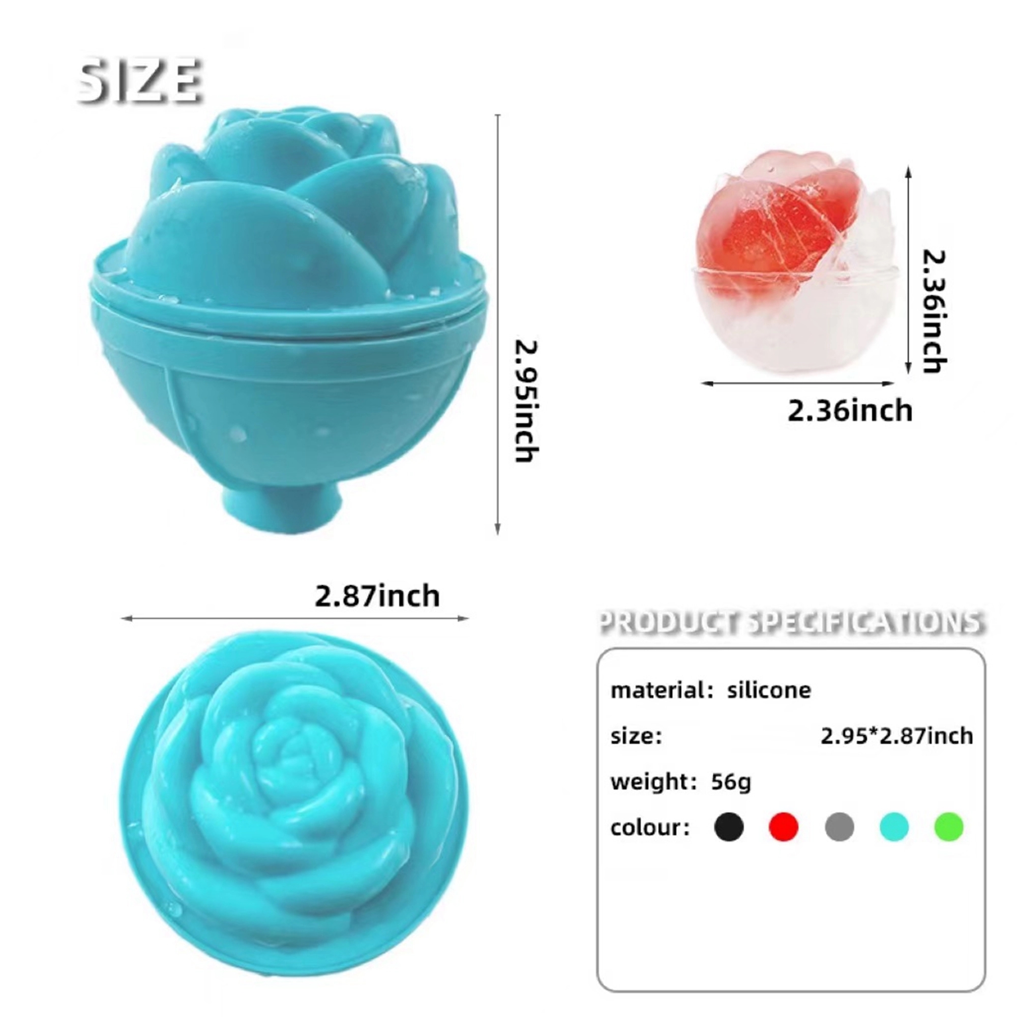 Rose Shape Silicone Ice Cube Trays 3