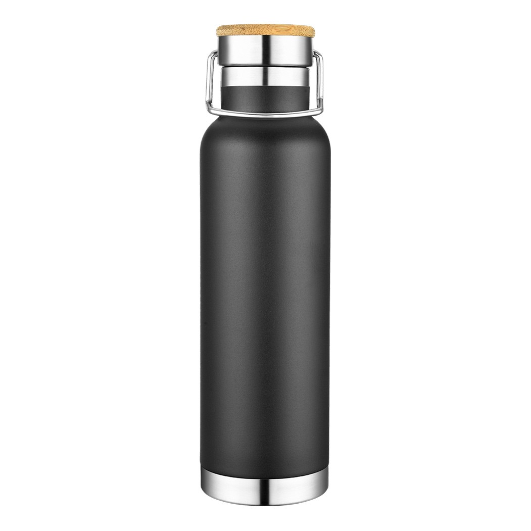 22 oz Stainless Steel Sport & Gym & Hiking Water Bottle With Wood Lid, custom water bottle with logo imprint 3