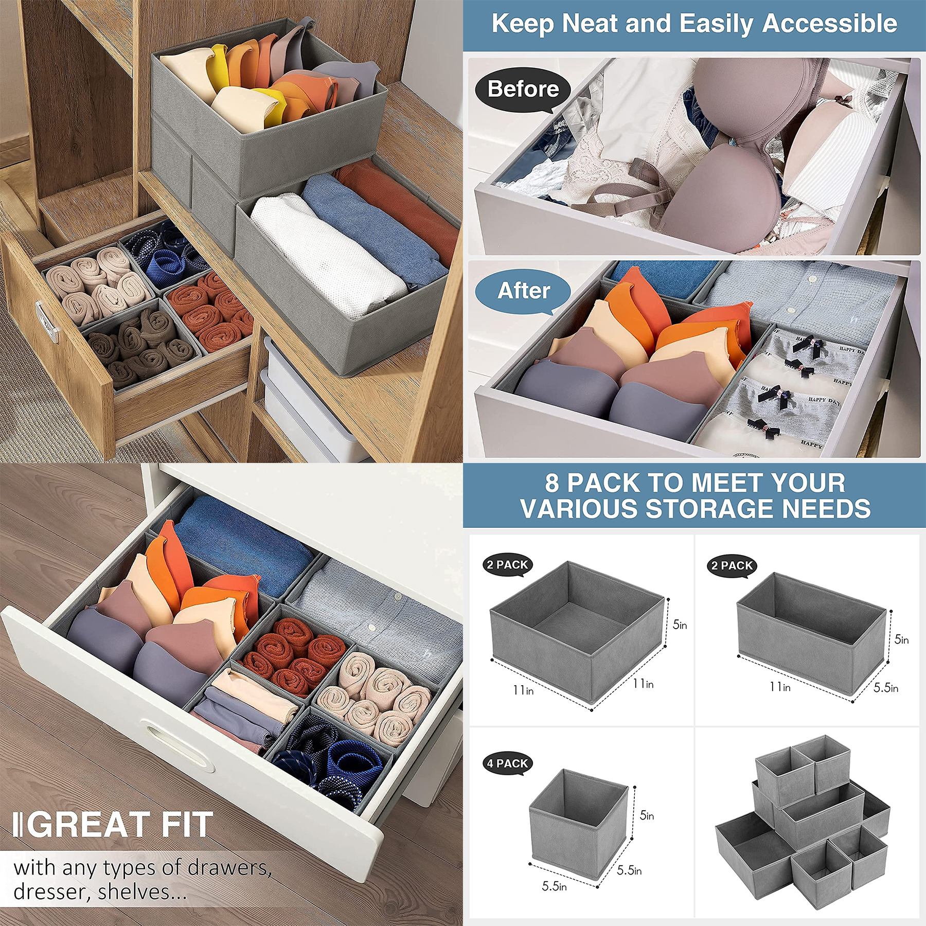 8 Pack Underwear Drawer Organizer 2
