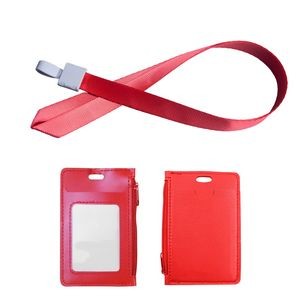 Stylish 1 Side Zipper PU Leather Card Case With Lanyard 22