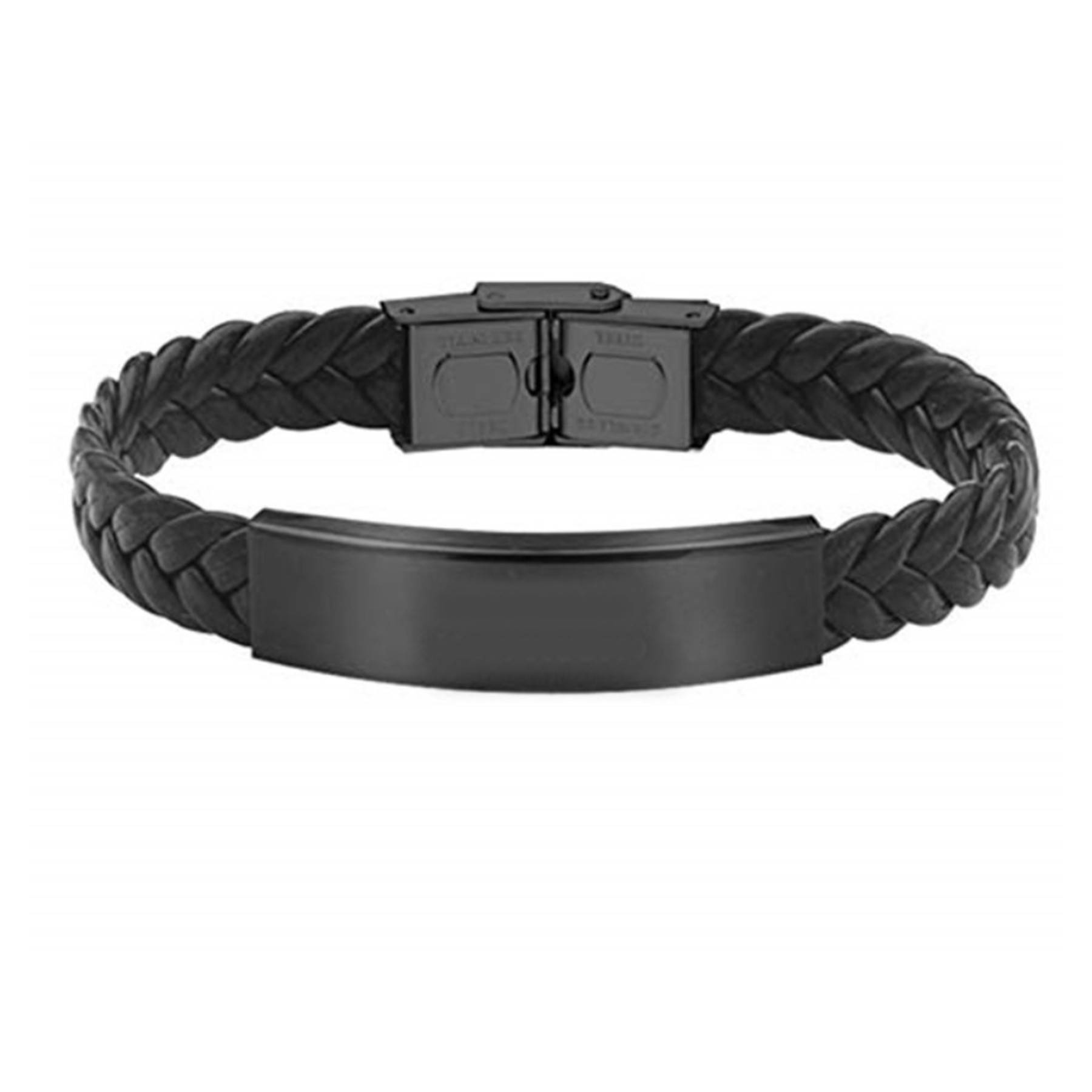 Men's Black Leather Bracelet Personalized Gift 2