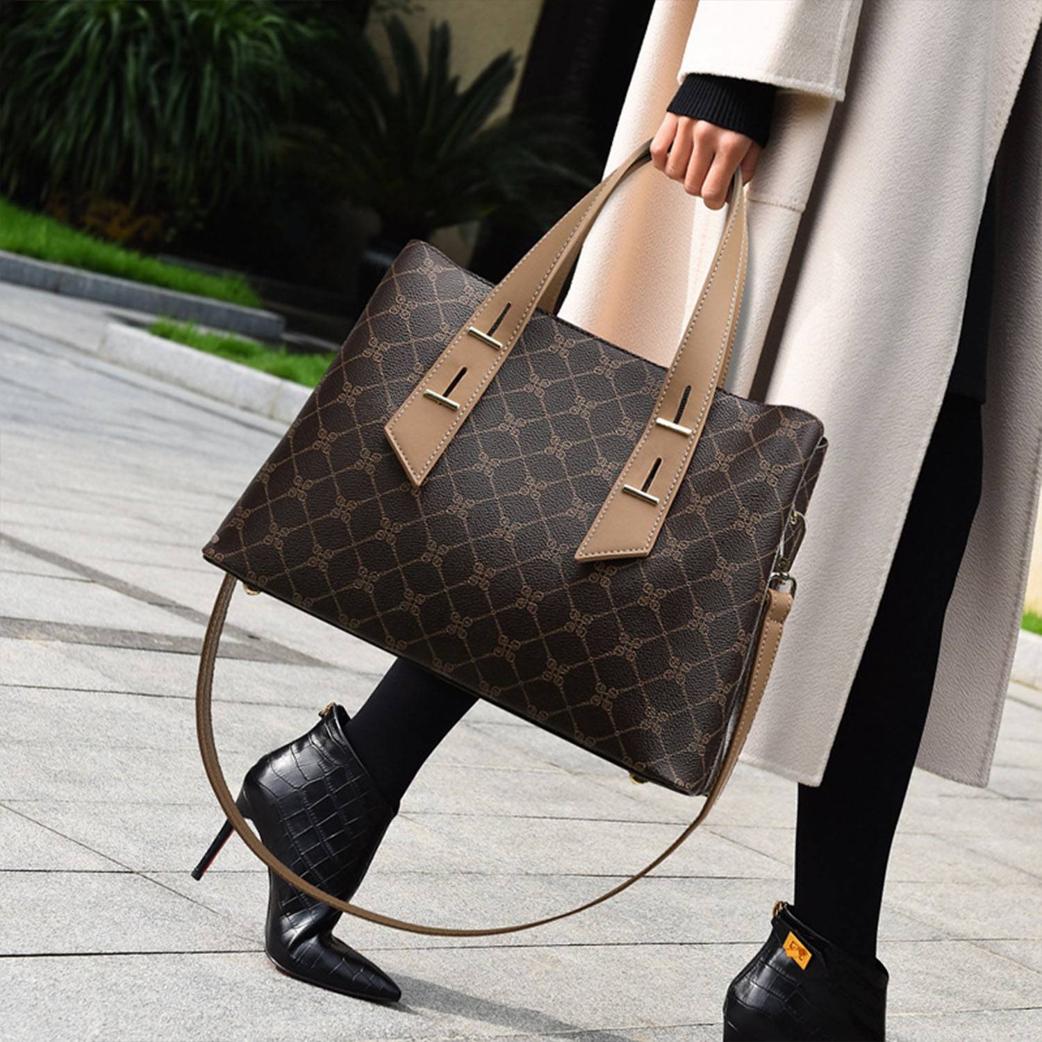 Printed Women's Handbag Retro Style Commuter Shoulder Bag Wo 7