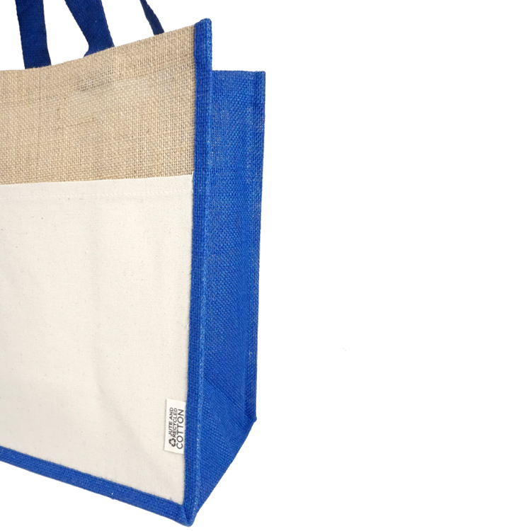 Miami Recycled Cotton Front Pocket Jute Tote, custom tote bag with logo imprint 24