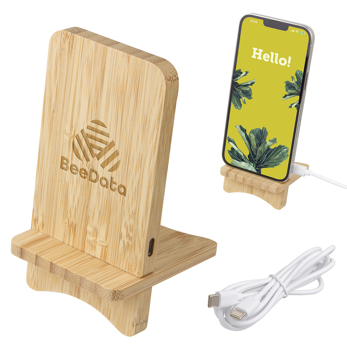 Bamboo Wireless Charger Portable Phone Stand 4