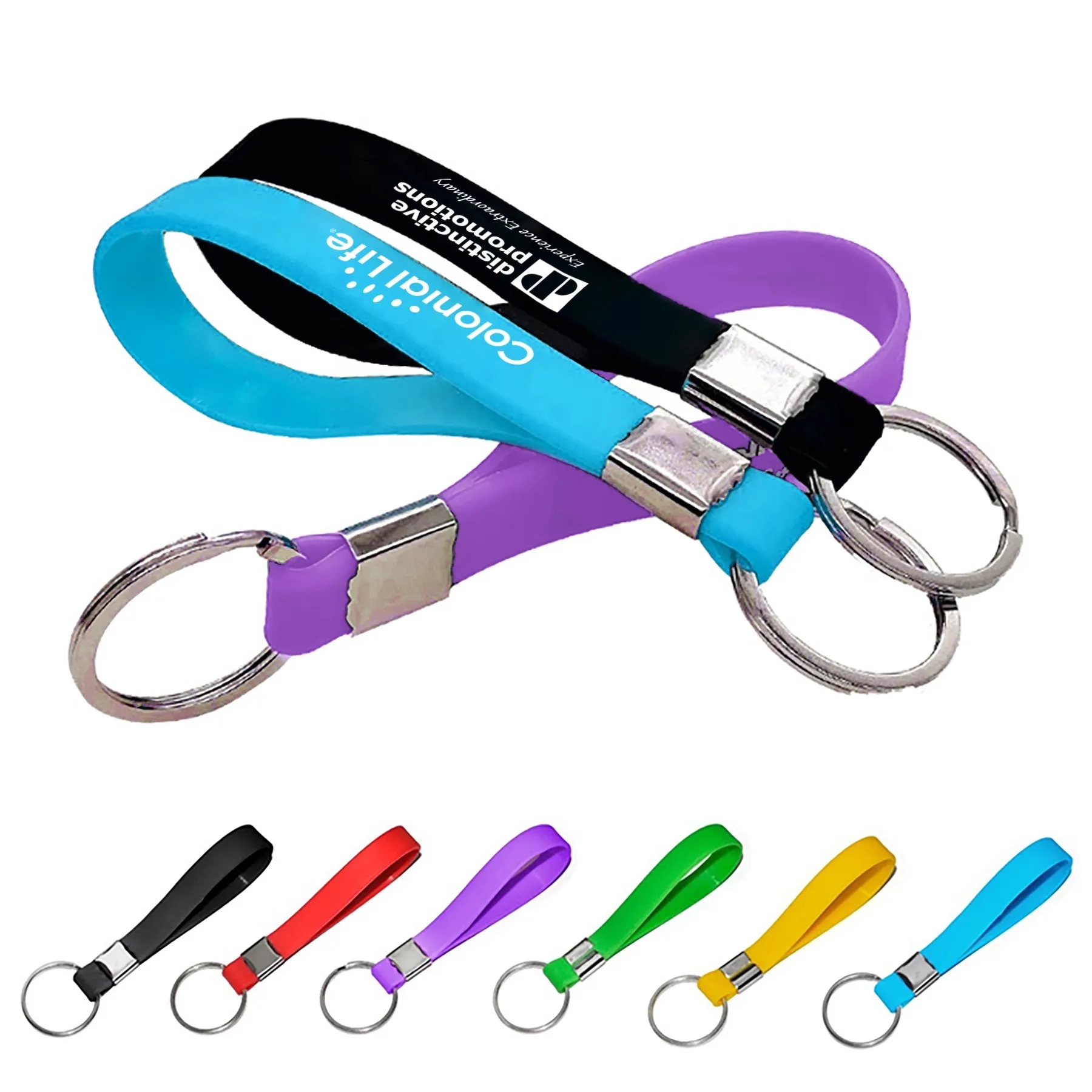 Screen Printed Silicone Wristband Keychain 6