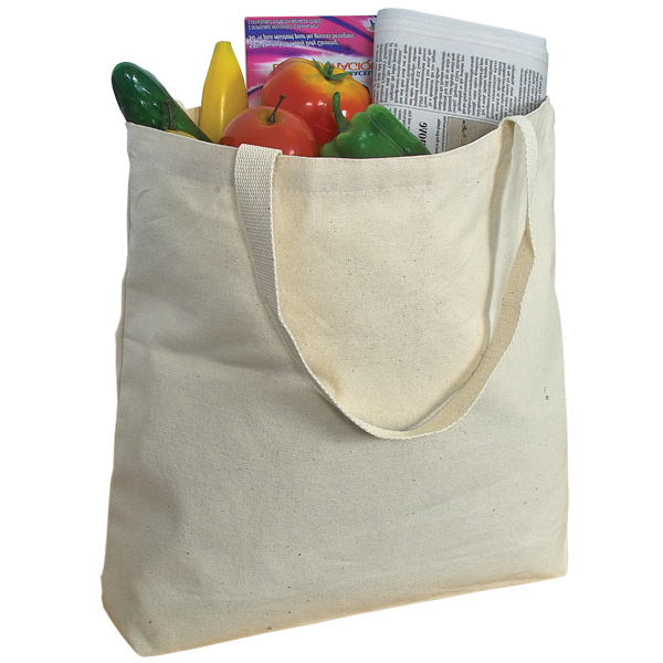 10 oz Cotton Canvas Tote Bag: 18" W x 15.5" H x 4" D 1