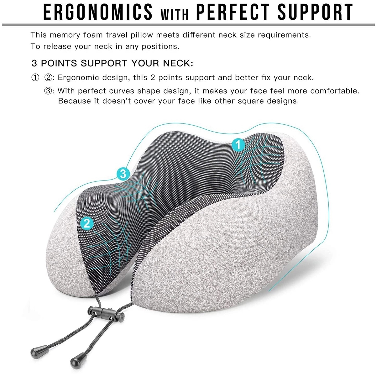Travel Memory Foam Neck Pillow With Airplane Travel Kit 5