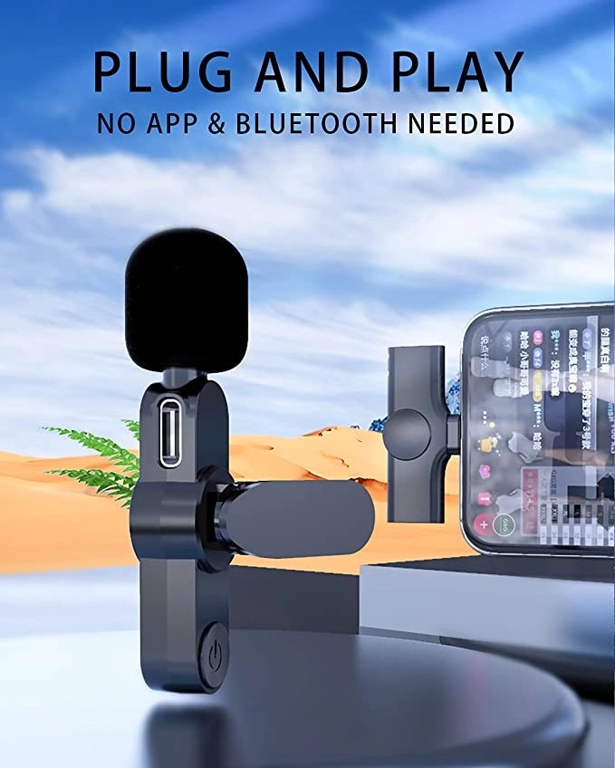 Plug-Play with 2 Clips Upgraded Lavalier Wireless Microphone 6