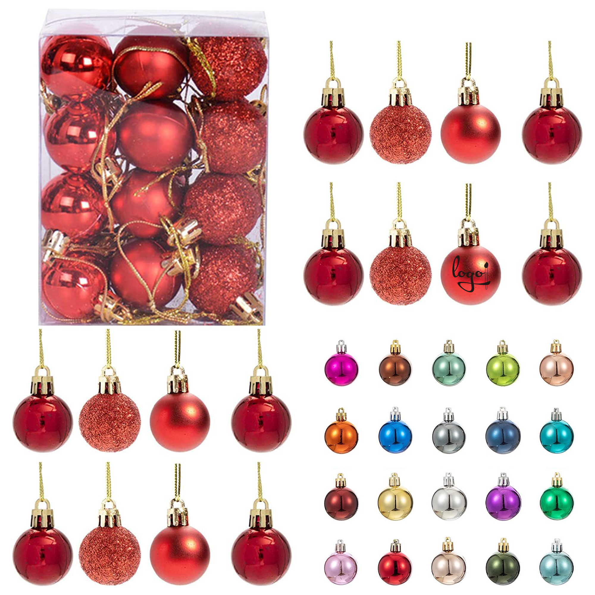 Shatterproof Christmas Ball Ornaments Set Different Sizes 9