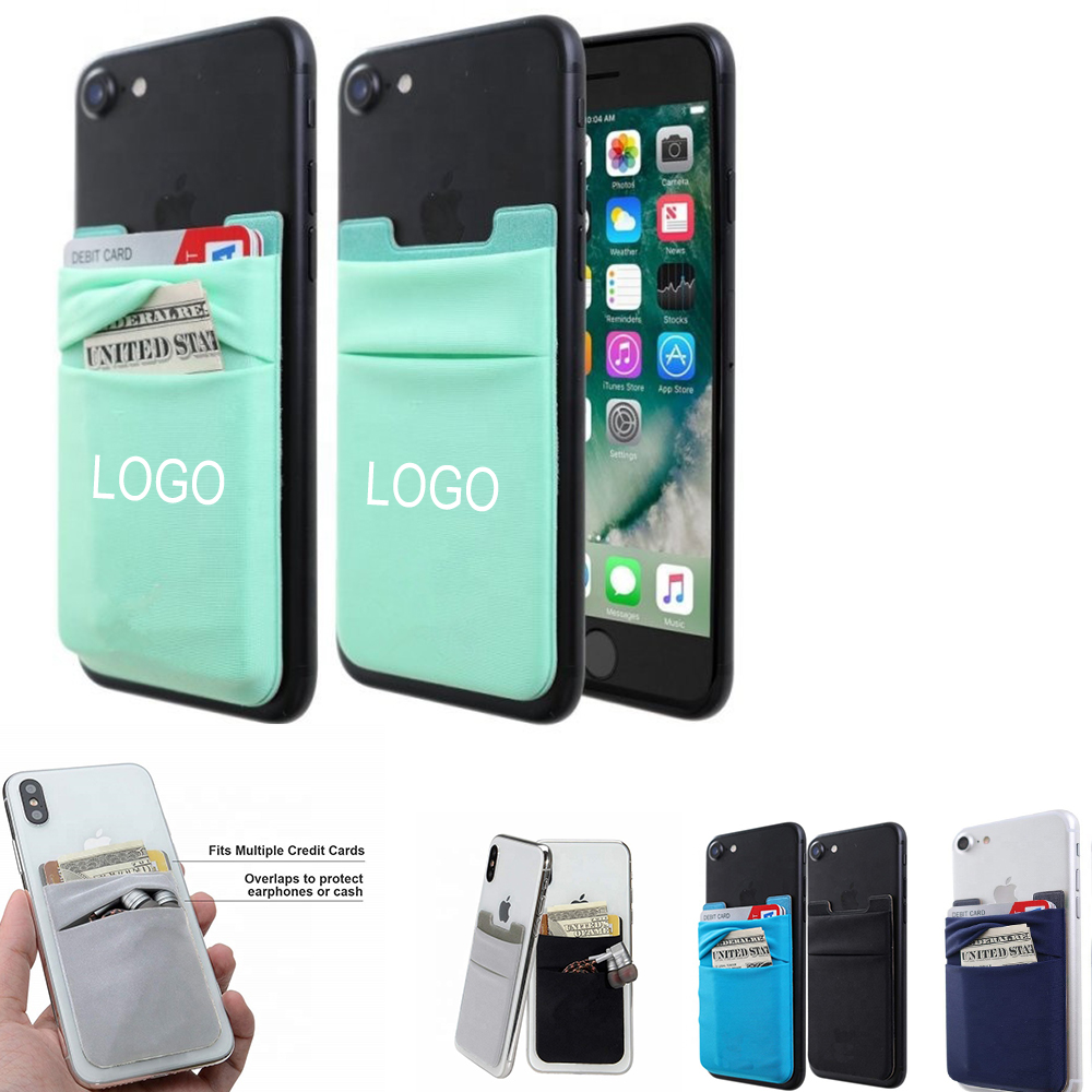 Double Slots Secure Lycra Cell Phone Wallet Card Holder 1
