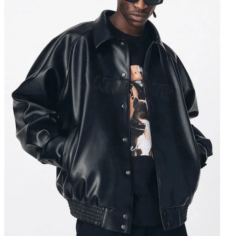 Vegan Leather Black Leather Motorcycle Jacket 1