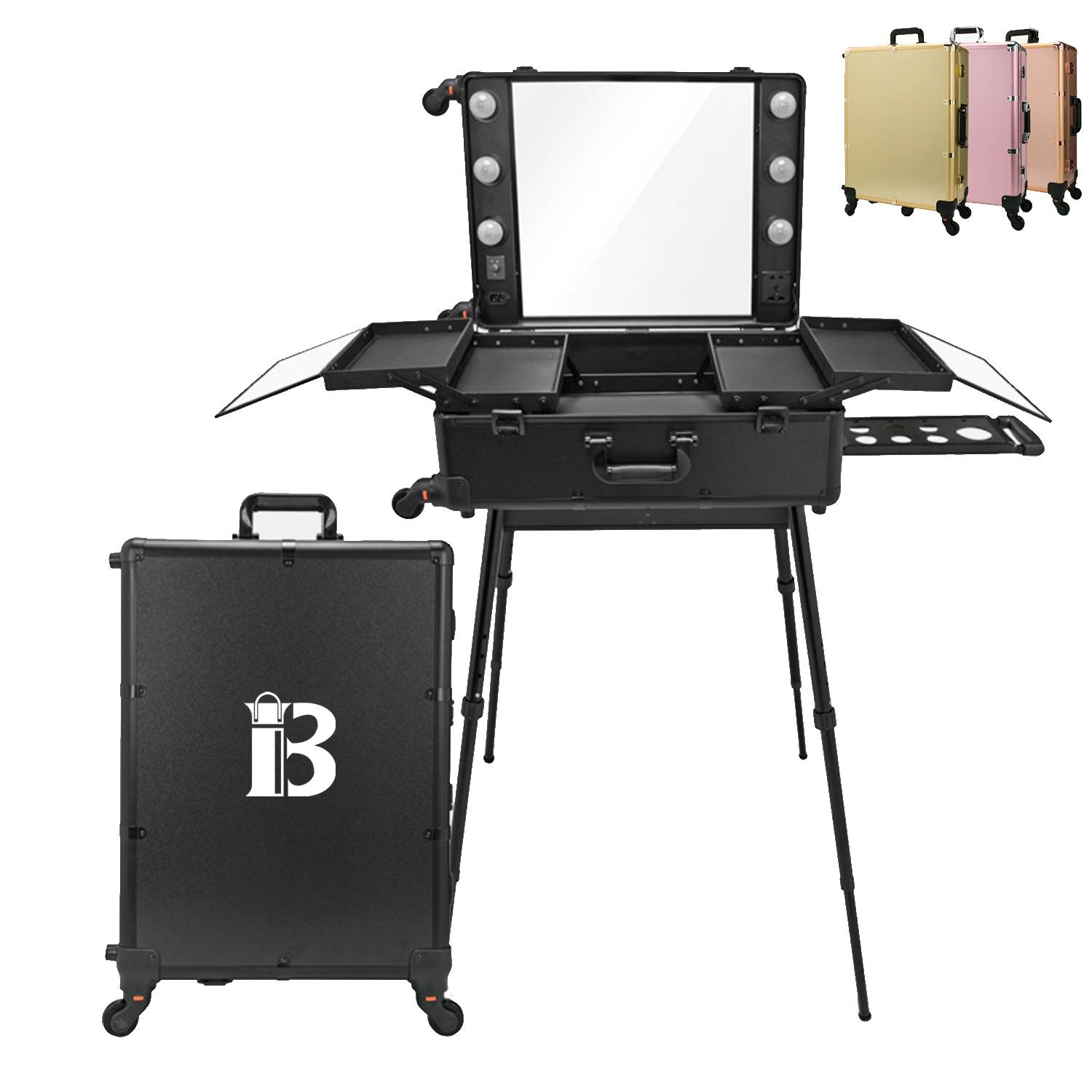 LED Pull Rod Makeup Train Case 1