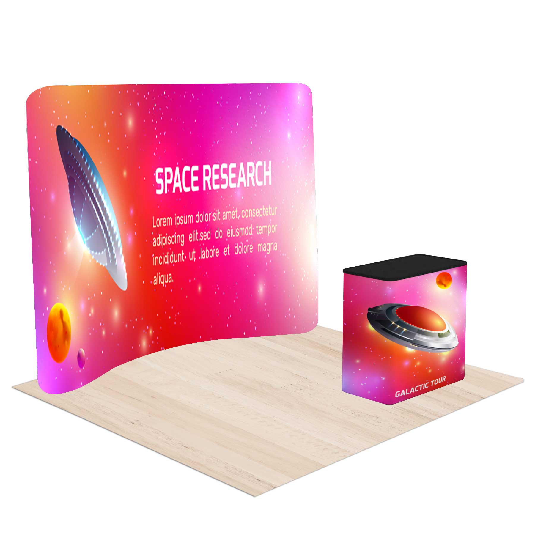 10 Ft Trade Show Display Kit - Curved Back Wall 1