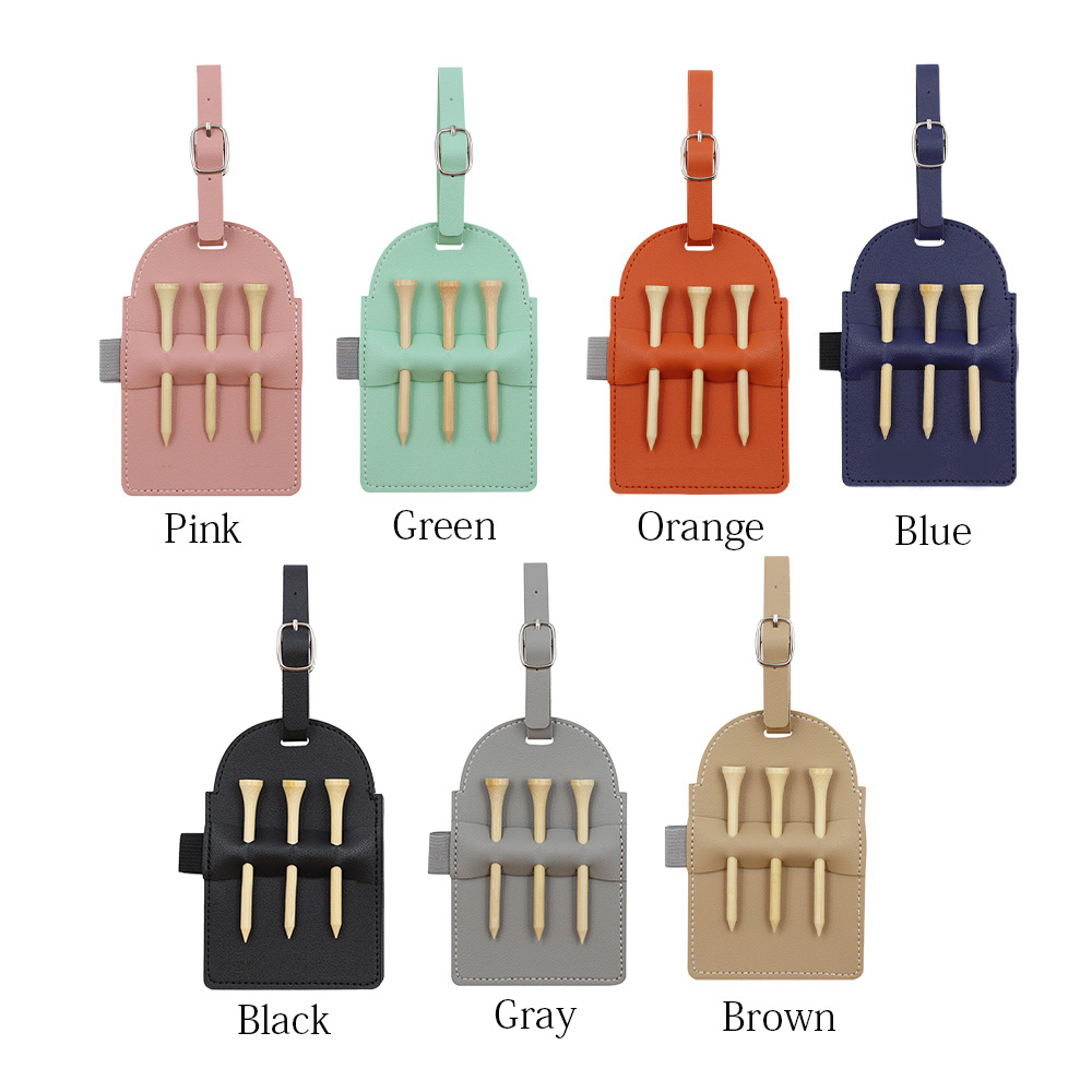 Portable Vegan Leather Golf Tee Bag Holder 8