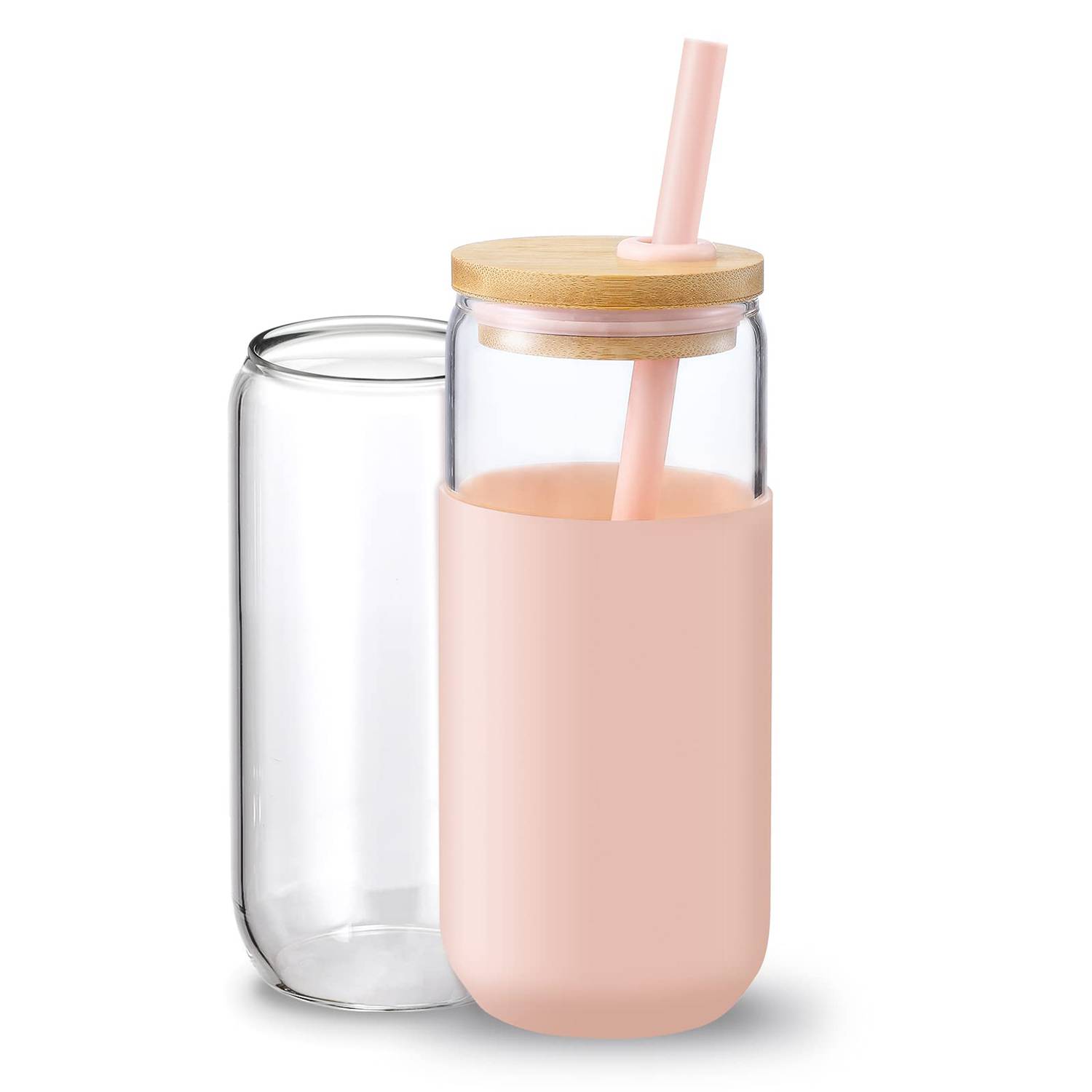 20oz Glass Water Tumbler with Silicone Protective Sleeve 4