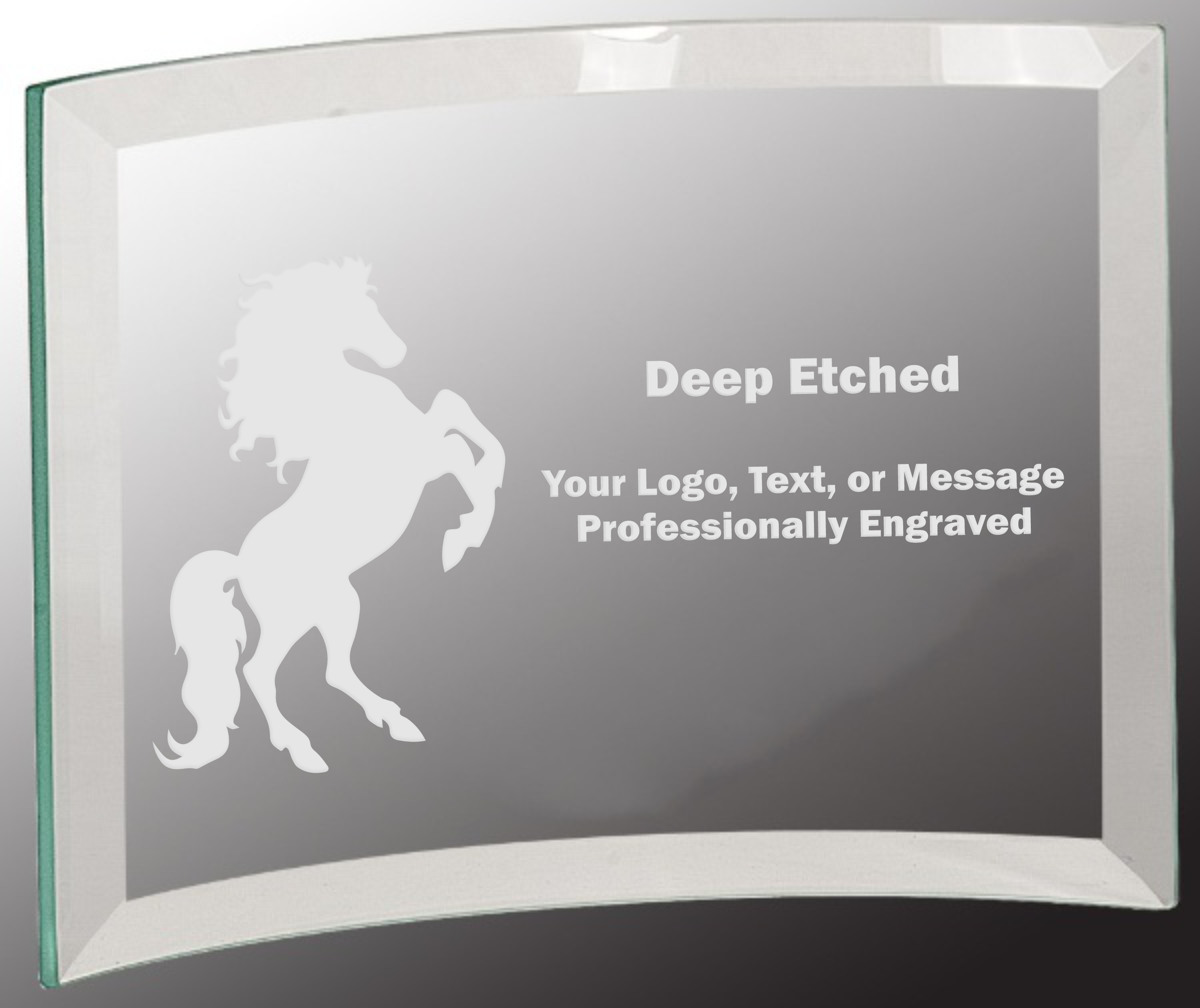 7" x 5" x 1/4" Jade Beveled Glass Crescent Award