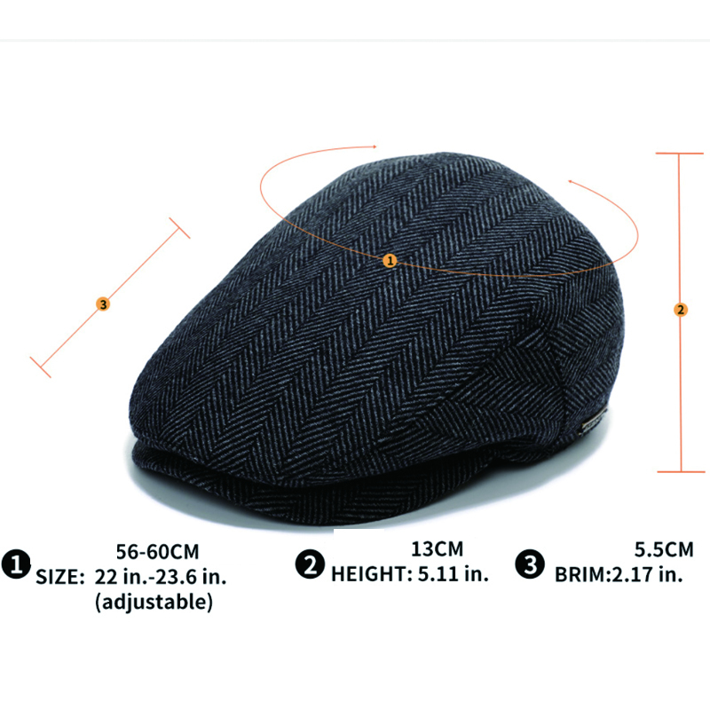 Men's Flat Caps Ivy Newsboy Hat Cabbie Hunting Cap w/Hidden Ear Flaps 12