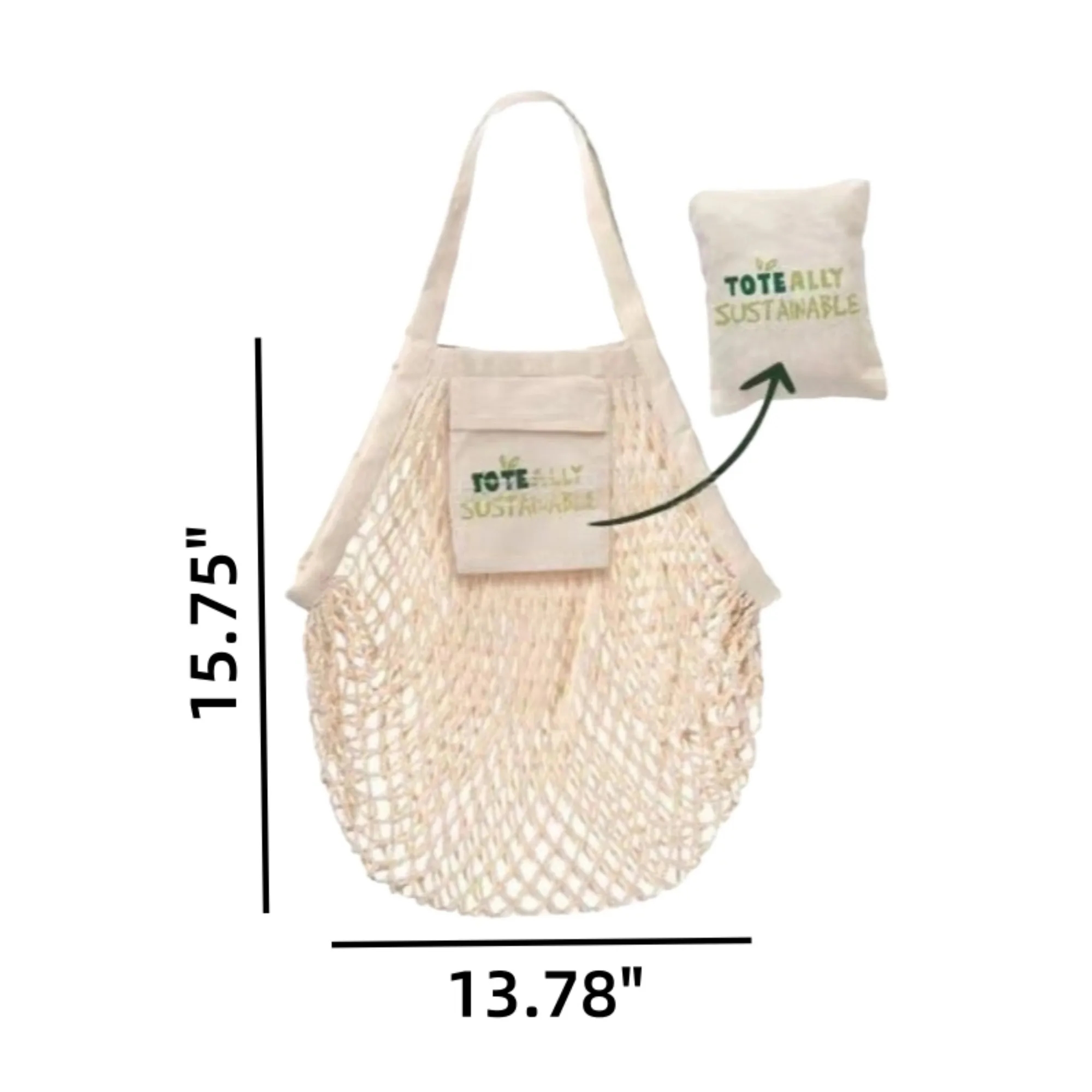 Cotton Net Shopping Tote Bag Portable, custom tote bag with logo imprint 5