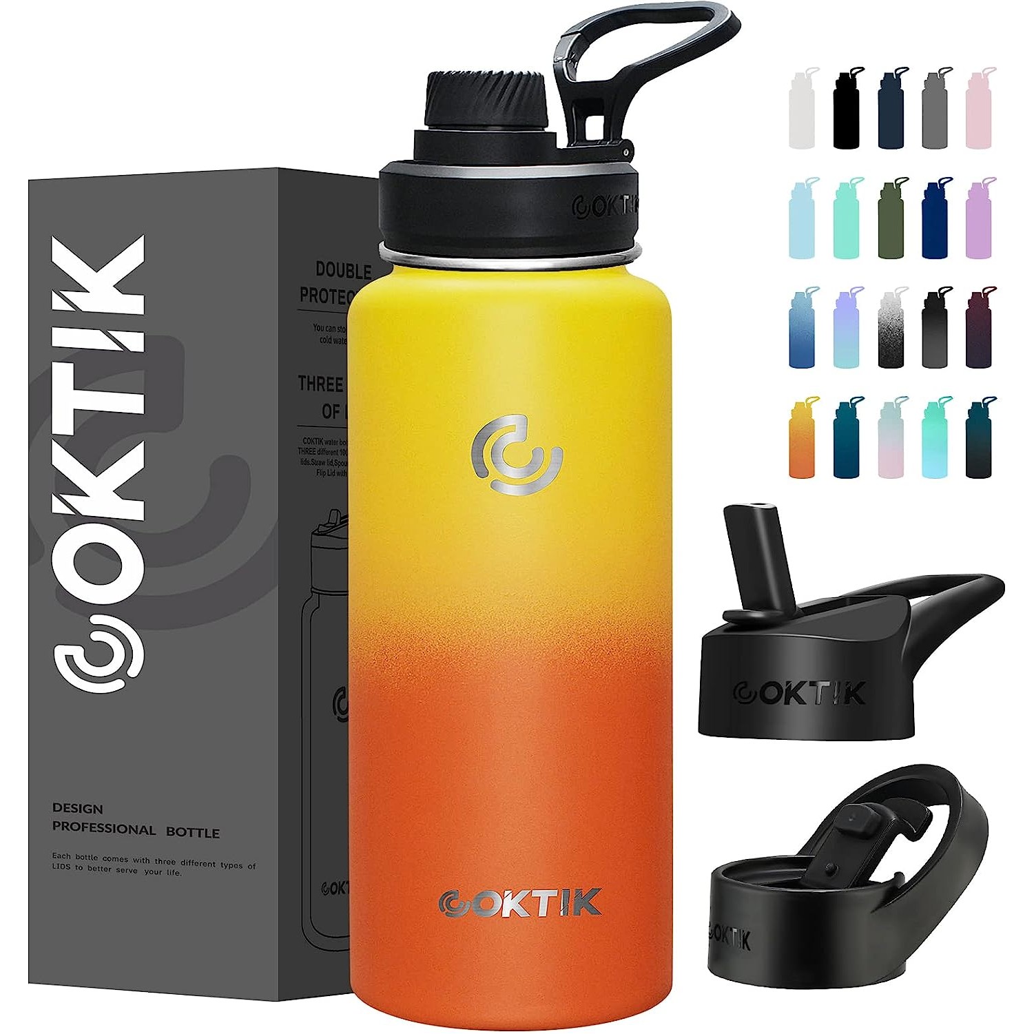 32oz Sports Water Bottle With Straw,3 Lids, Stainless Steel Vacuum Insulated Water Bottles, custom water bottle with logo imprint 3