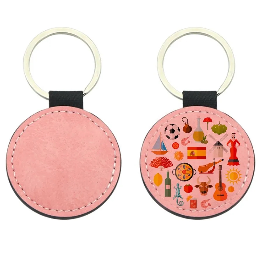 Full-Color Circle Leather Keychain 5