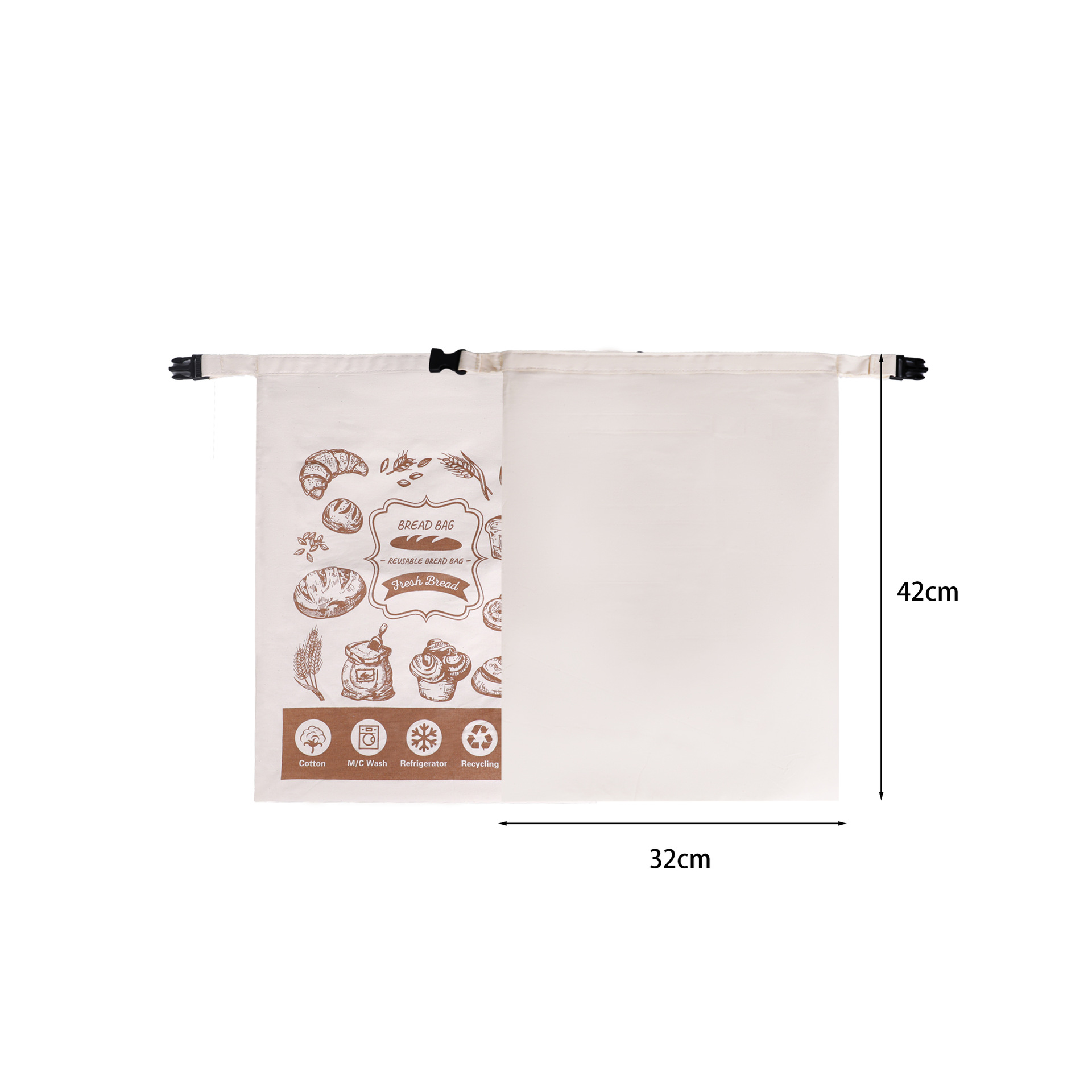 Reusable Cotton and TPU Inner Bread Bags with Buckle 4