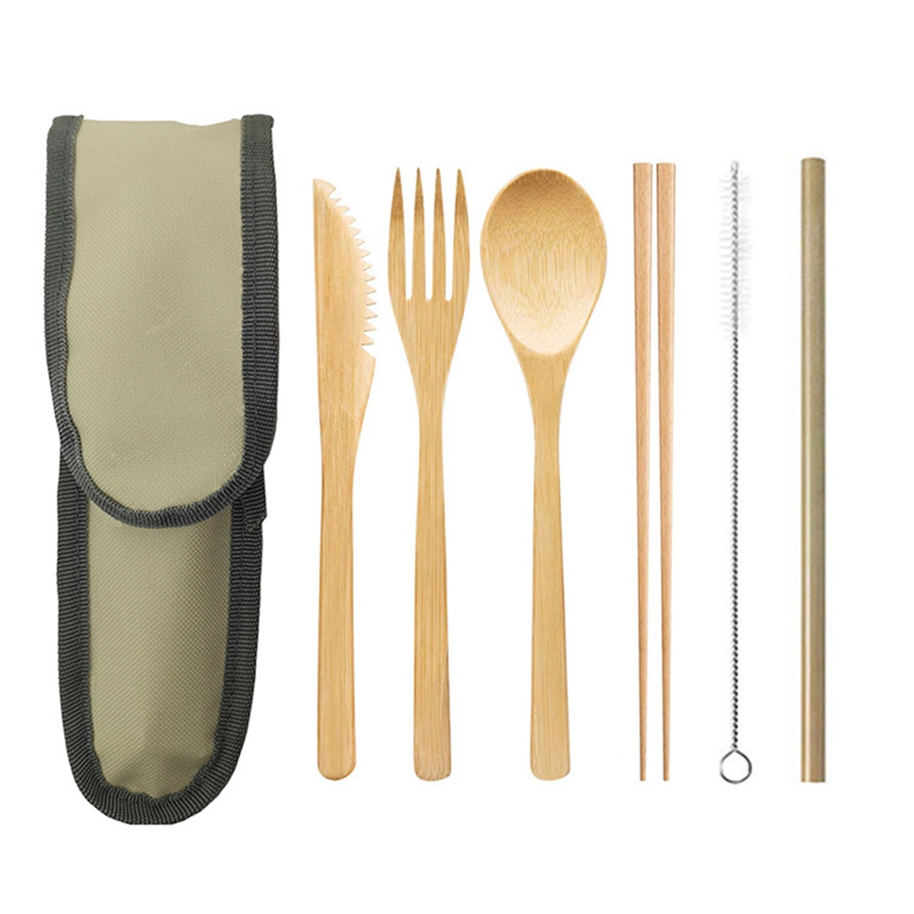 Bamboo Travel Utensil Set With Carrying Case 4
