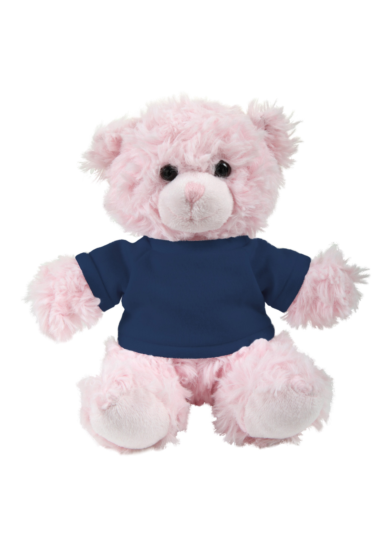 soft plush  Pink Curly Sitting Bear with t-shirt 8