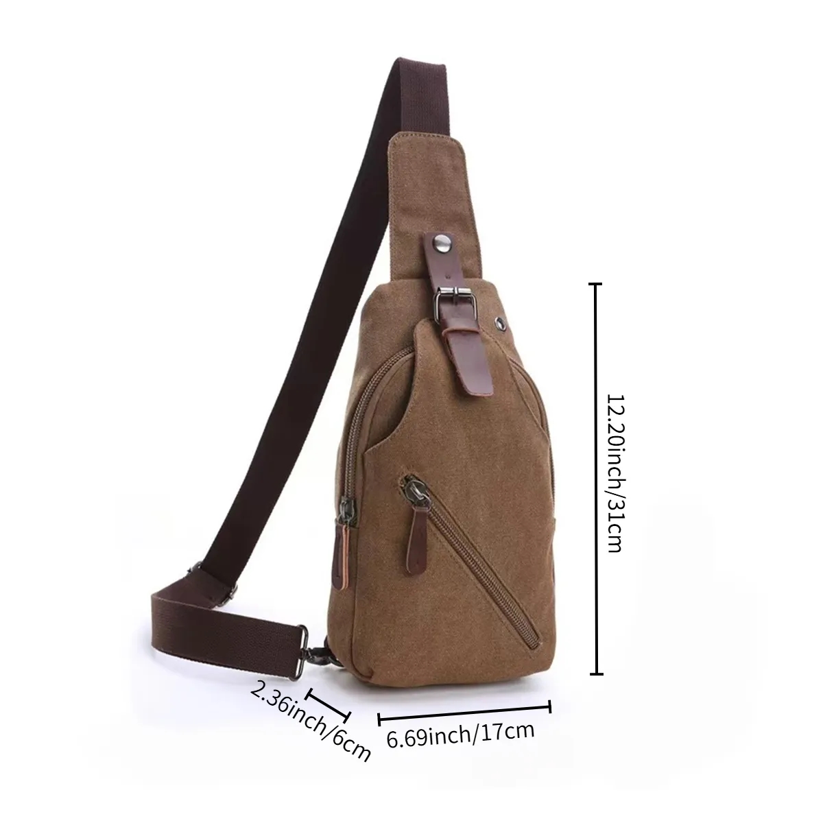 Casual Canvas Crossbody Sling Bag With Leather Accents 3