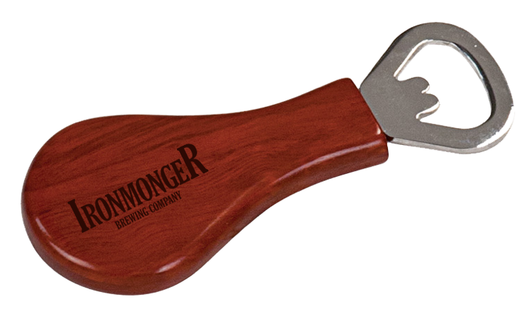 1 1/4" x 4" Rosewood Finish Magnetic Pear-Shaped Bottle Opener 1