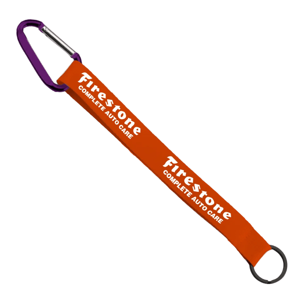 3/4" Sewn Polyester Keychain with Metal Split-Ring and Carabiner 107
