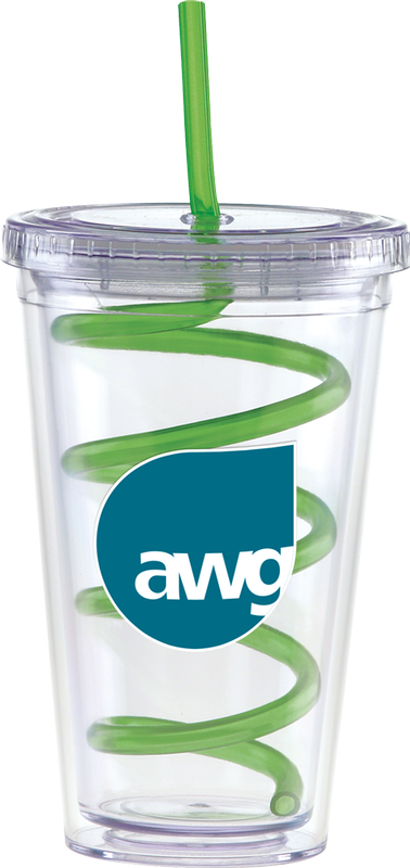 Carnival Cups-Color Curly Straw, Clear Lid 10