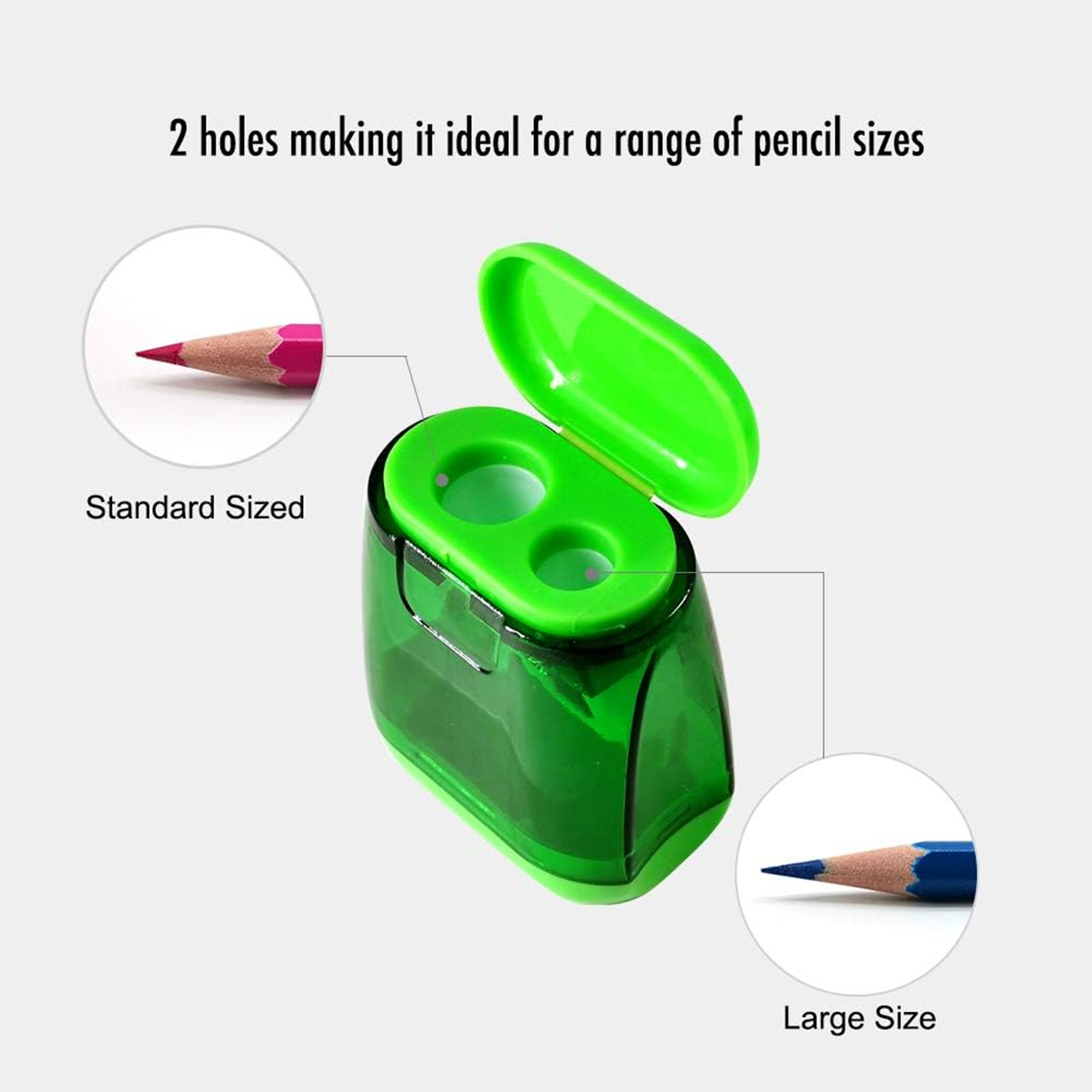 Pack 4 Colorful Compact Dual Holes Manual Pencil Sharpener 3