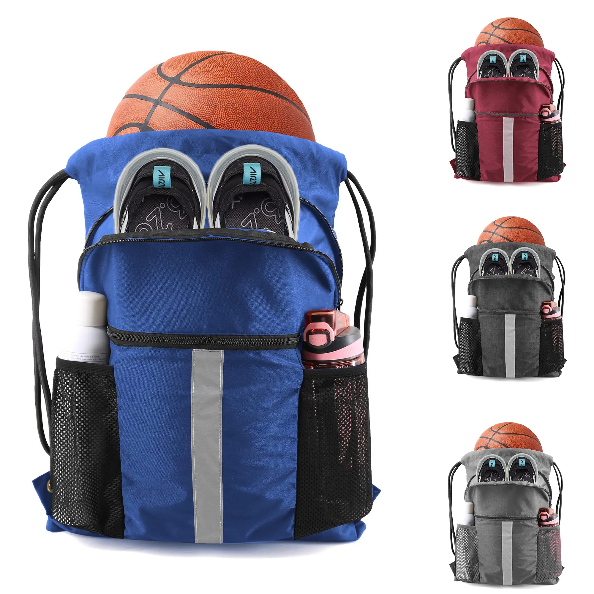 Drawstring Backpack Sports Gym Bag With Shoe Compartment