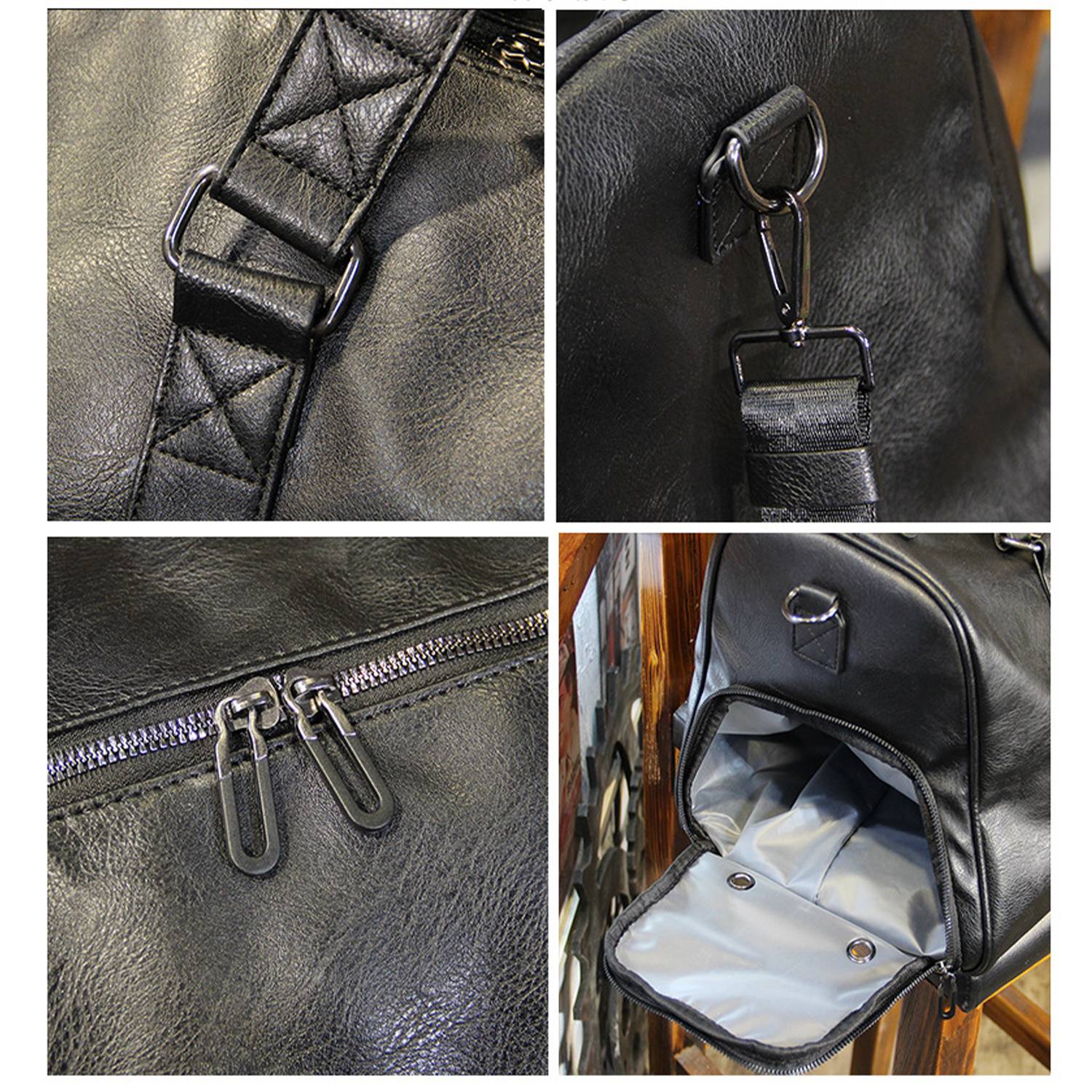 PU Leather Travel Bag W/ Shoe Pouch 8
