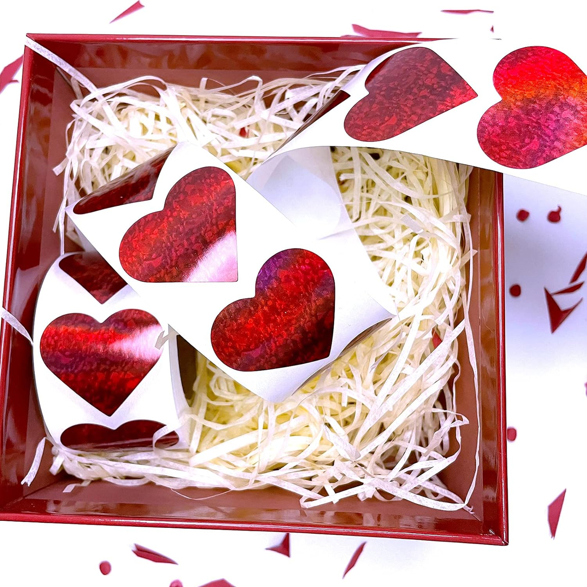 Valentines Glitter Red Heart Stickers 3