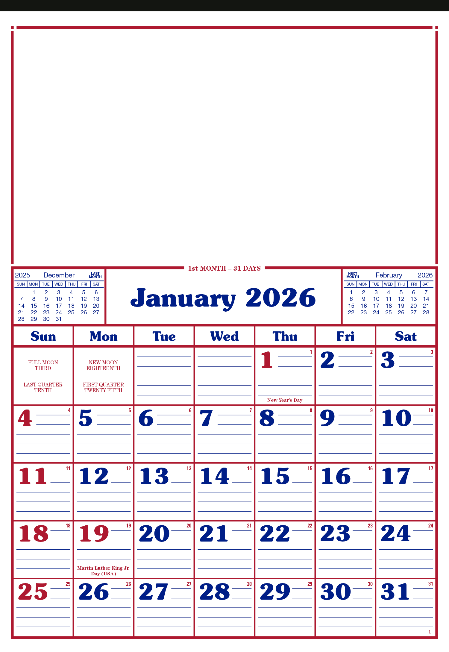Skinner & Kennedy® Commercial 12-Sheet Calendar 18
