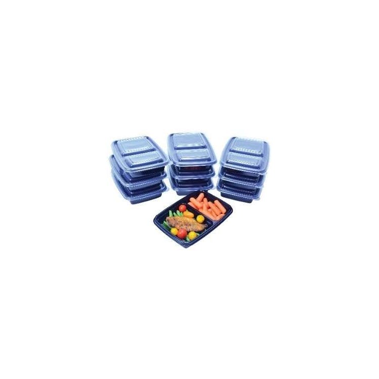 2-Section Meal Prep Containers - 20pc Black 2